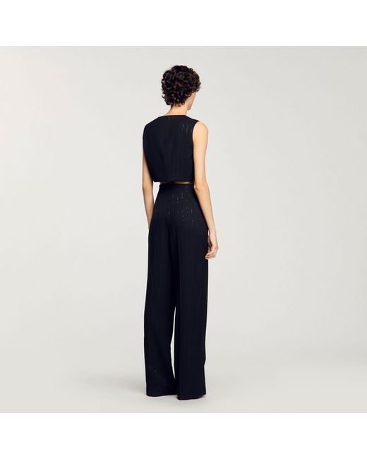 Sandro Blue Sequinned Suit Trousers