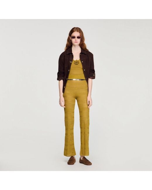 Sandro Metallic Pointelle Knit Trousers