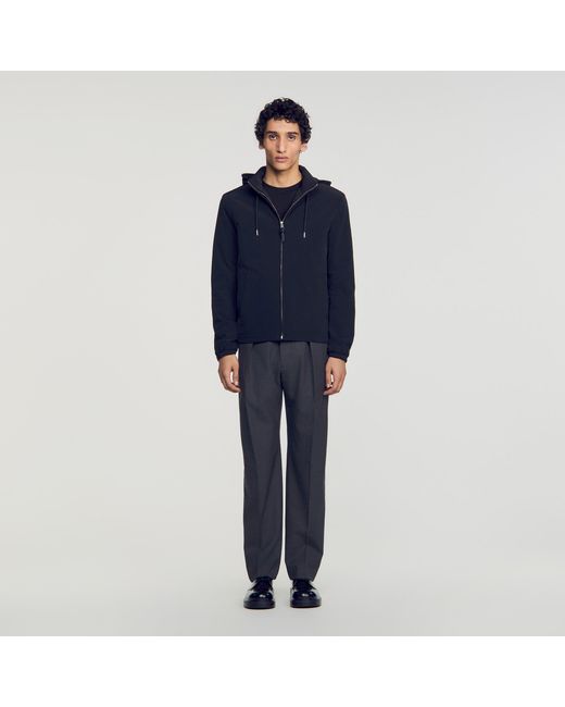 Sandro Blue Hooded Zip-Up Jacket for men