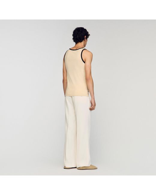 Sandro Natural Cotton Vest Top With Patch for men