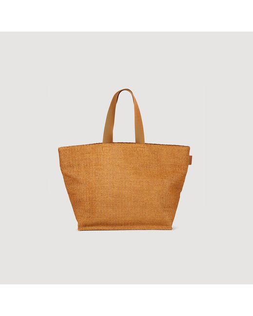 Sandro Brown Large Woven Canvas Bag for men