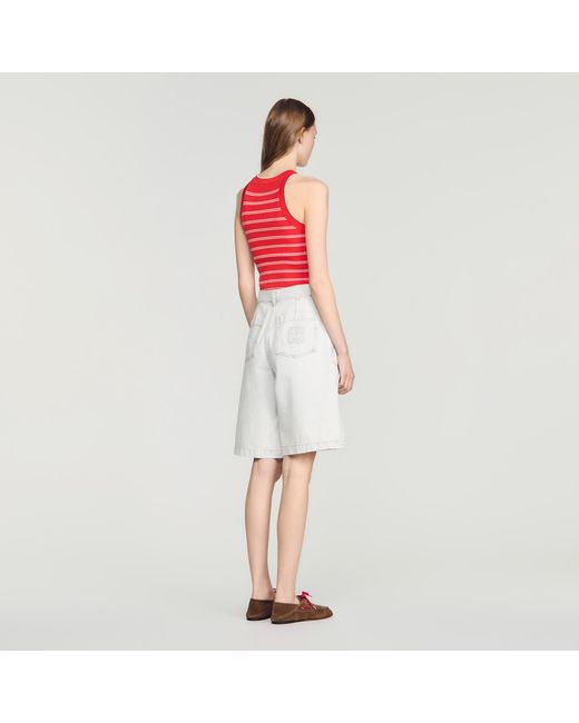 Sandro Blue Washed Denim Bermuda Shorts