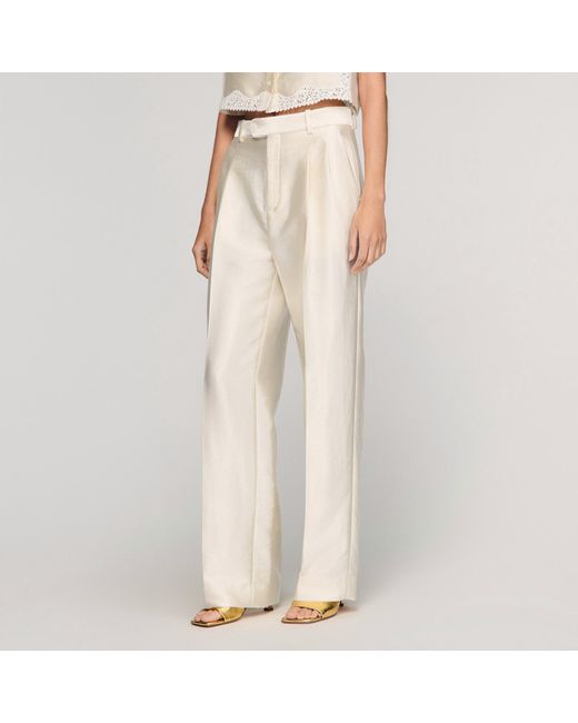 Sandro Natural Satin-Effect Trousers