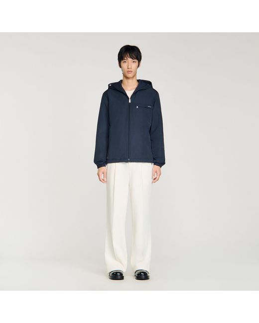 Sandro Blue Nylon Windbreaker for men