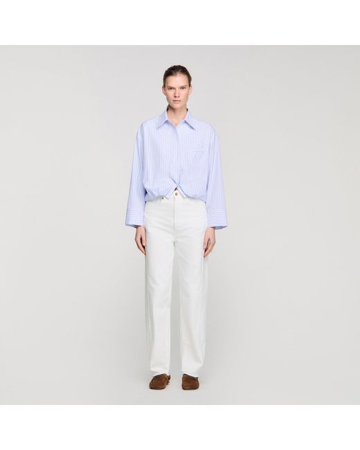 Sandro Blue Cropped Striped Shirt