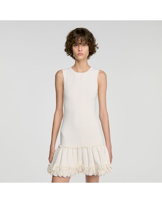 Sandro White Floral Knit Mini Dress