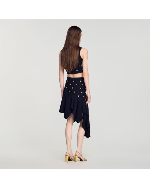 Sandro Blue Studded Knit Skirt