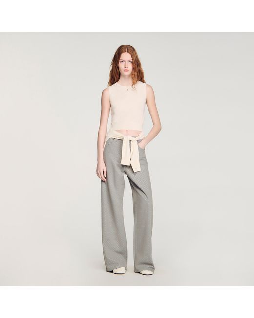 Sandro Gray Sleeveless Short Knit Jumper