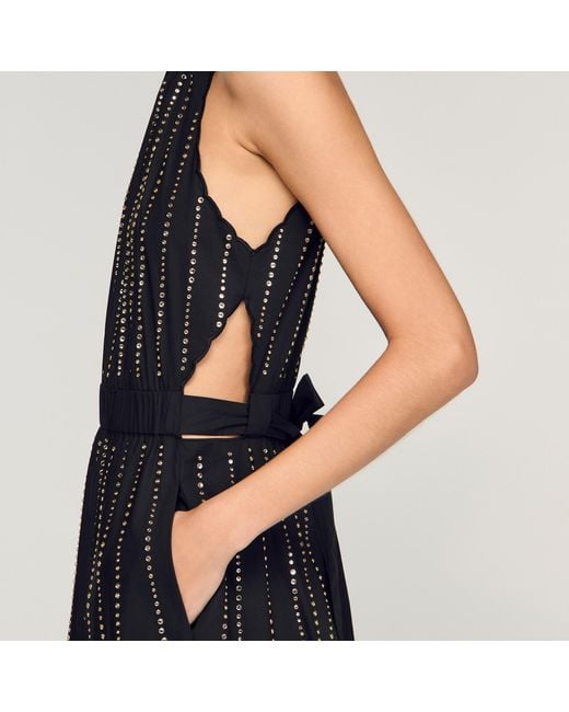 Sandro Blue Rhinestone Maxi Dress