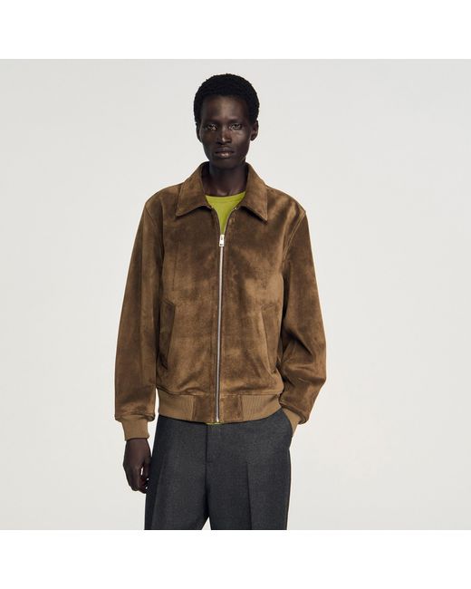 Sandro Gray Quilted Zip Jacket for men