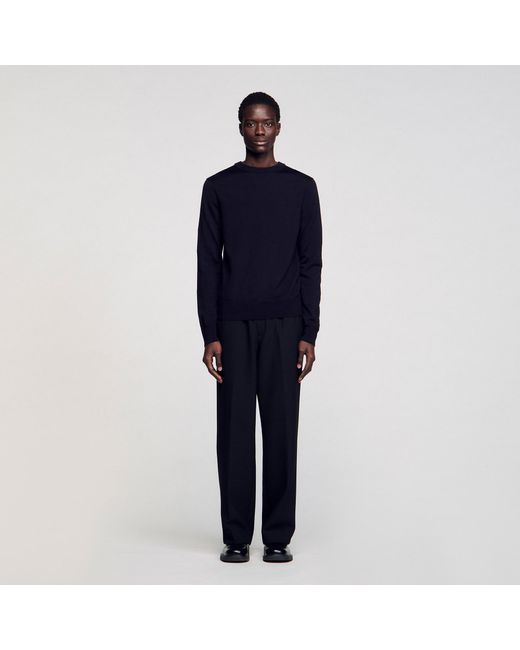 Sandro Blue Fine Knit Wool Sweater for men