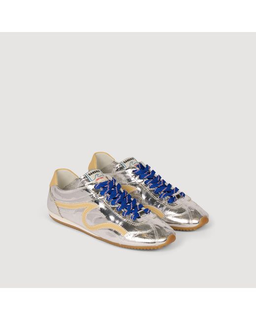 Sandro Natural Lightwave Metallic Leather Trainers