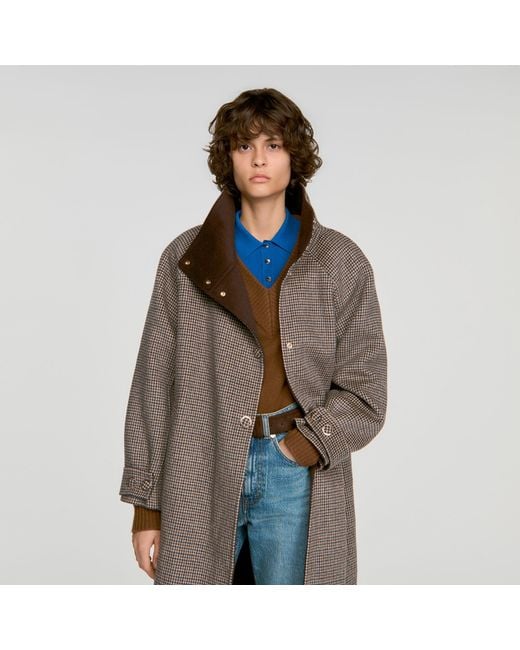 Sandro Multicolor Oversized Check Coat