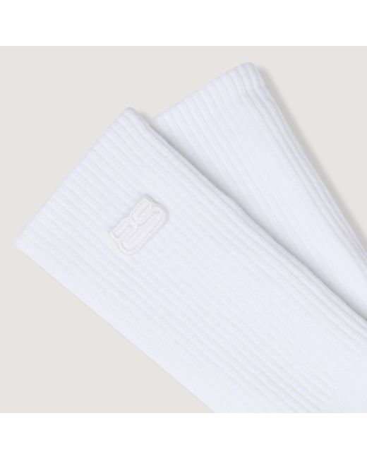 Sandro White Embroidered Socks for men