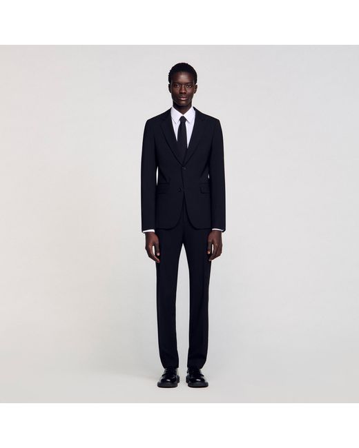 Sandro Blue Virgin Wool Suit Jacket for men