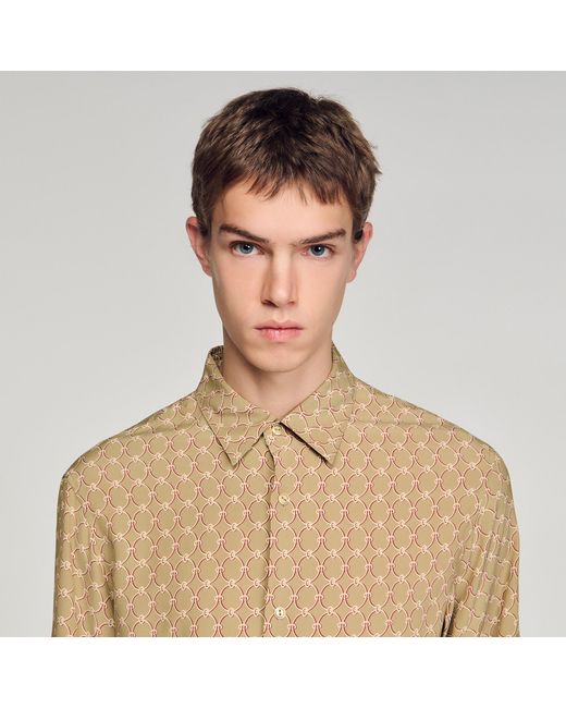 Sandro Natural Loose-Fit Chain Link Print Shirt for men