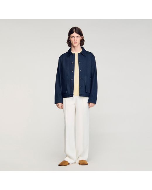 Sandro Blue Denim Worker Jacket for men