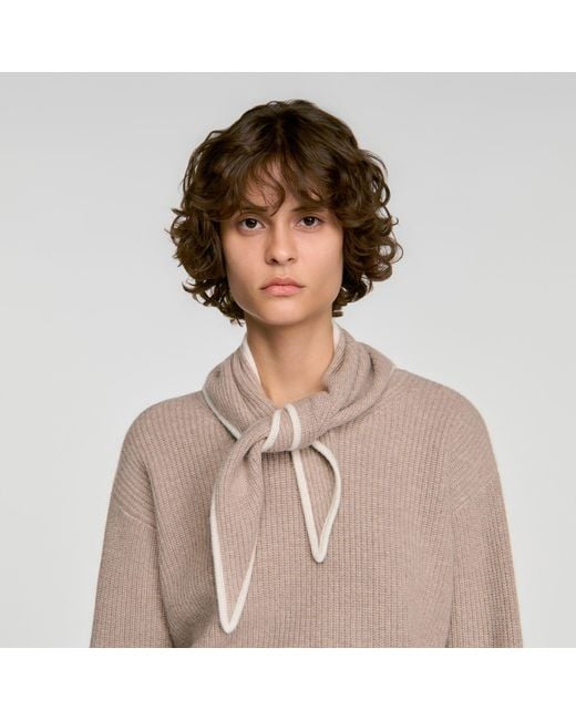Sandro White Sweater With Removable Scarf