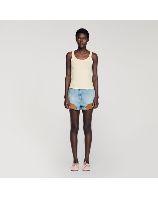 Sandro Blue Ribbed Vest Top