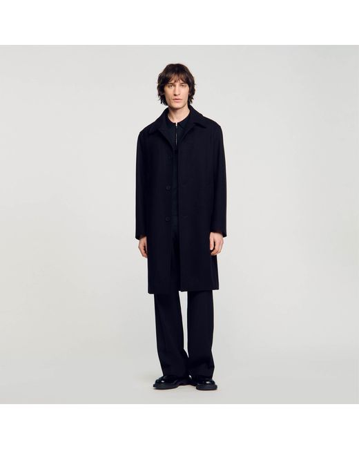 Sandro Blue Wool Broadcloth Coat for men