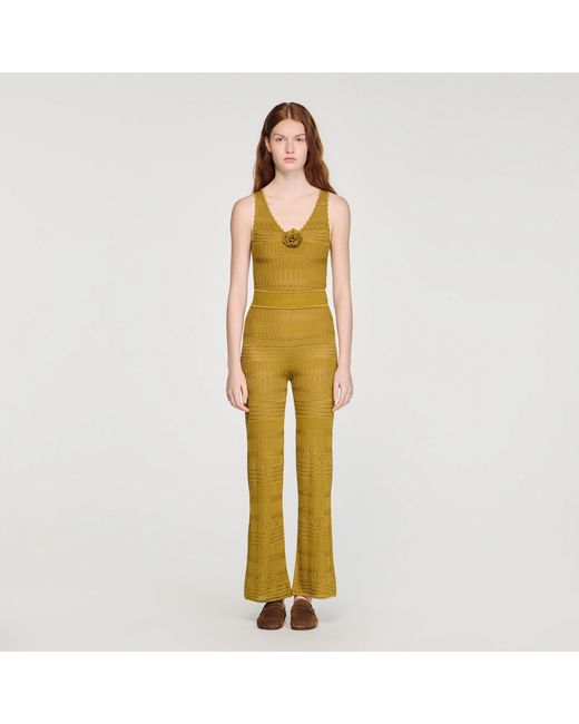Sandro Metallic Pointelle Knit Trousers