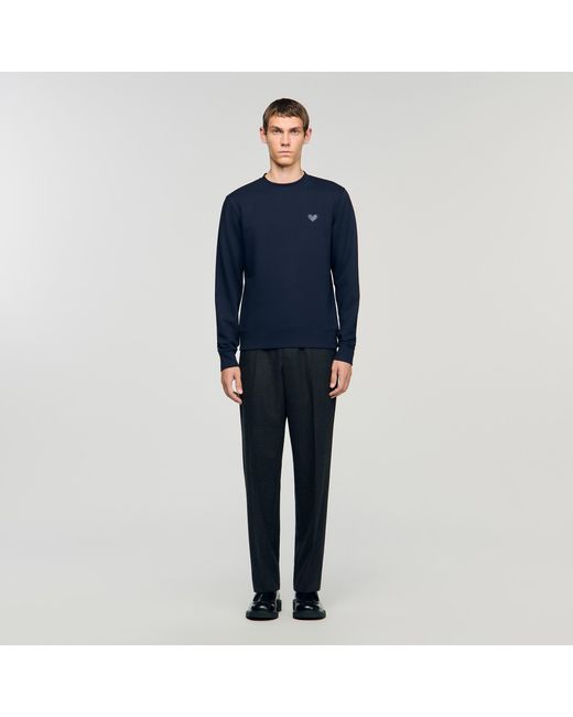 Sandro Blue Heart Patch Sweatshirt for men