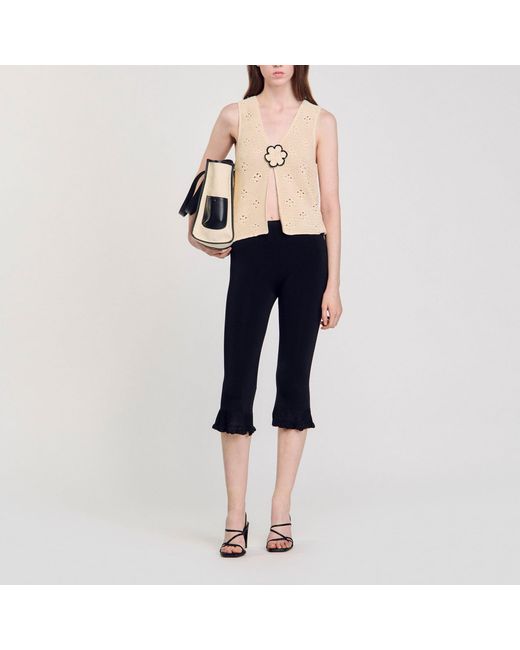 Sandro Blue Ruffled Capri Pants