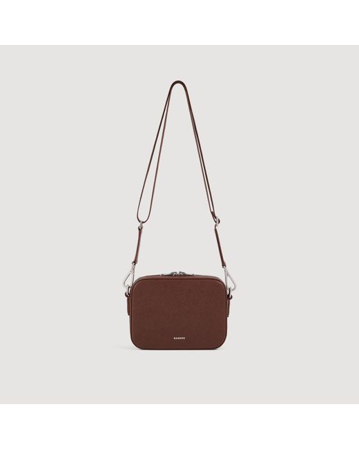 Sandro Brown Small Reconstituted Leather Bag for men