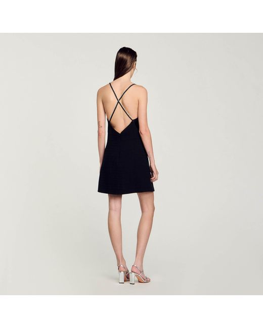 Black dress with rhinestone straps sales