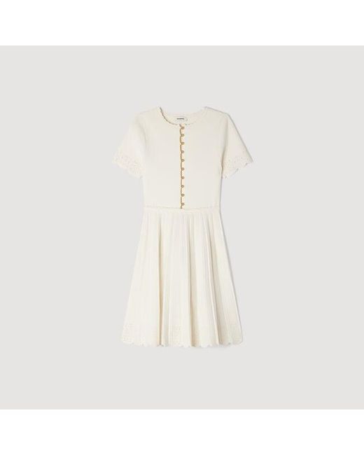 Sandro Natural Pointelle Knit Short Dress
