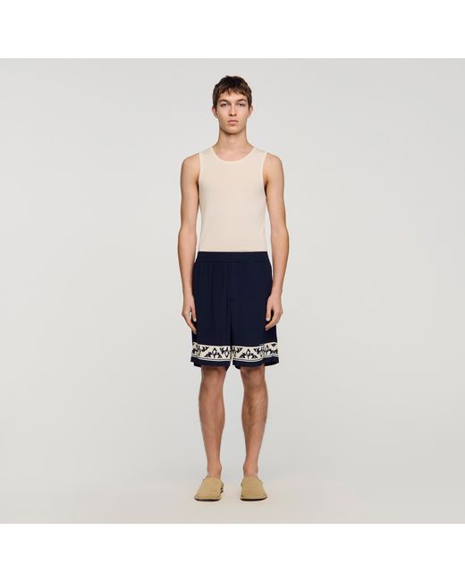 Sandro Blue Contrast Pattern Floaty Shorts for men
