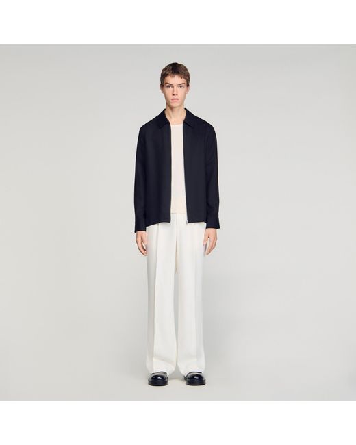 Sandro Blue Loose-Fit Zip-Up Shirt for men