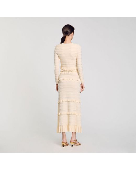 Sandro Natural Ruffled Cardigan