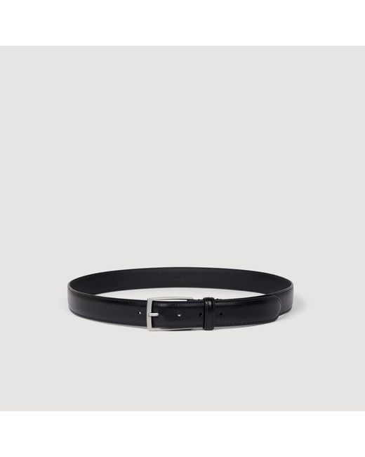 Sandro Black Rectangular Buckle Leather Belt for men