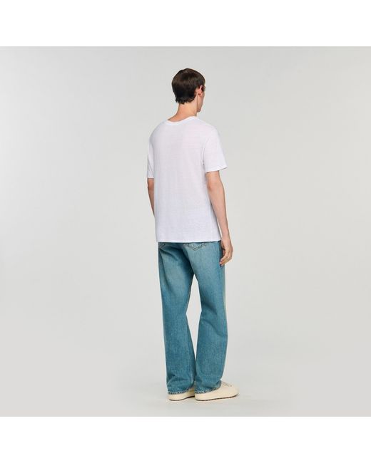 Sandro White Certified Linen T-Shirt for men