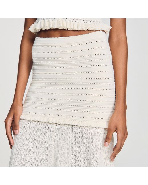 Sandro Natural Pointelle Knit Maxi Skirt