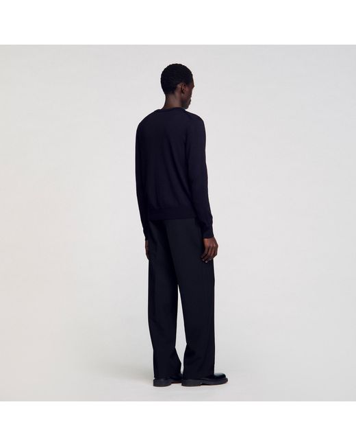 Sandro Blue Fine Knit Wool Sweater for men