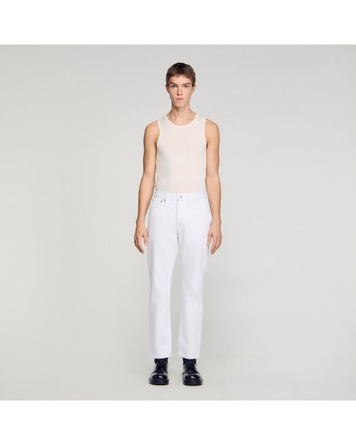 Sandro White Regular Raw Jeans for men