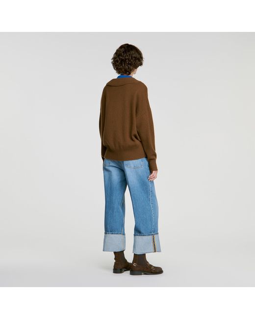 Sandro Blue 2-In-1 Wool And Cashmere Sweater