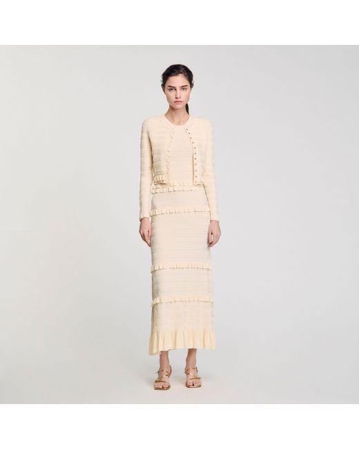 Sandro Natural Ruffled Cardigan
