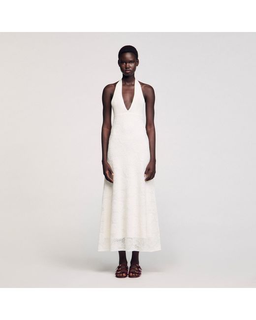 Robe longue en maille Sandro en coloris White