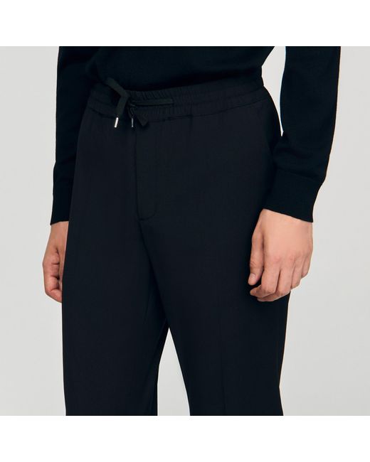 Sandro Blue Elasticated Straight-Leg Trousers for men