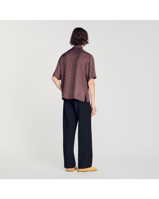 Sandro Red Square Cross Loose-Fit Shirt for men