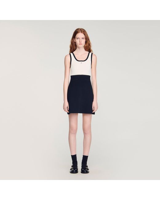 Sandro Blue Two-Tone Knit Short Dress