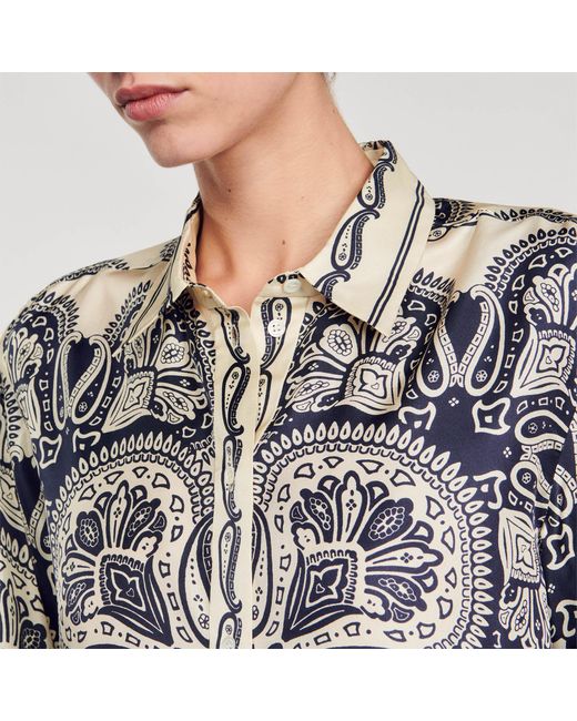 Sandro Gray Patterned Silk Shirt