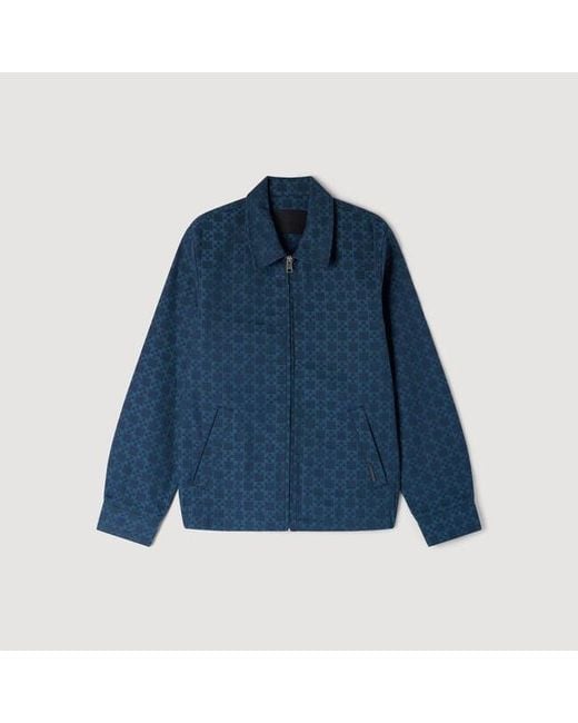 Sandro Blue Square Cross Denim Jacket for men
