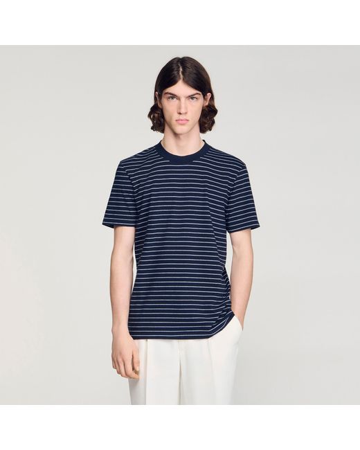 Sandro Blue Striped T-Shirt for men