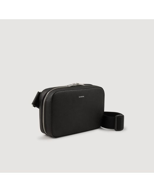 Sandro Black Small Reconstitued Leather Bag for men