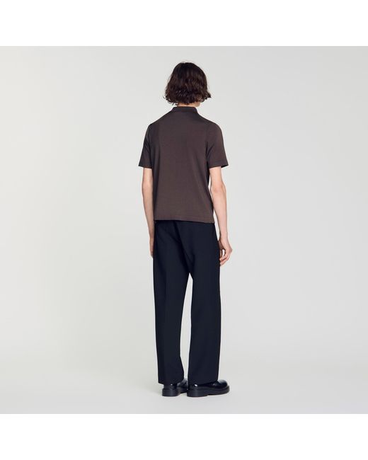 Sandro Blue Zip-Up Knit Polo Shirt for men