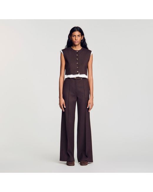 Sandro Blue 2-In-1 Wool Crop Top